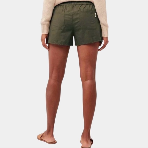 PACT Woven Twill Drawstring 3” Shorts Size S Organic Cotton Green Pockets - Picture 2 of 11